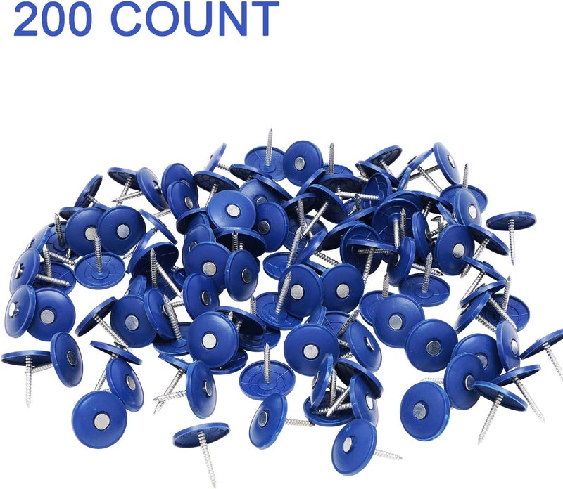 BHTOP Plastic Cap Nails, 200 Pcs Roofing Nails, 1 inch Galvanized Tar Paper Nails for Roofing, Roofing Nail Caps for House Wrap Fastening Foam Board Roofing Felt Insulation Film - Image 3